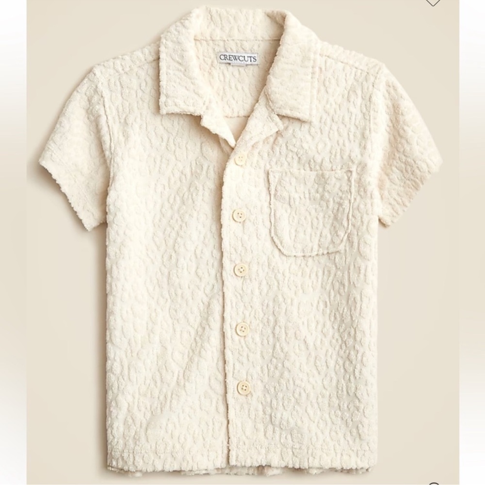 Set Crewcuts Cream Textured boy Shirt, Kids' camp-collar shirt in terry jacquard